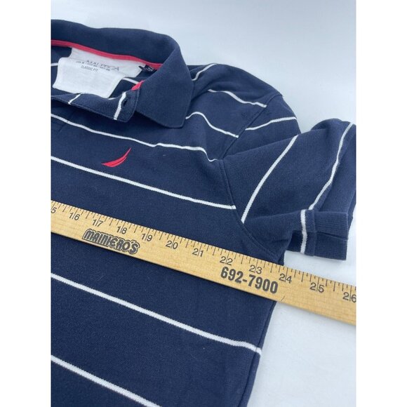 Nautica Men's Polo Shirt Performance Deck Shirt Sz XL Navy Blue Red Logo Striped - Picture 4 of 10